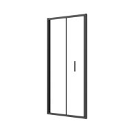 Sanotechnik Sanoslim zuhanyfülkeajtó 80x200cm, 6mm edzett üveg, fekete profil, csuklóajtós