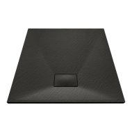 Sanotechnik zuhanytálca SMC 80x80x2,6cm szögletes kőhatatású méretre vágható fekete