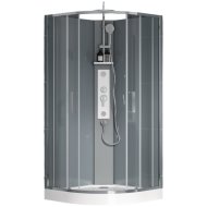 Wasserburg Clarity 90x90x220cm íves zuhanykabin tálcával, szürke hátfallal