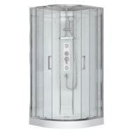 Wasserburg WB CLARITY zuhanykabin 90x90x223 cm íves 5mm tolóajtó króm, tálca + fehér hátfal