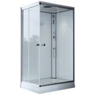 Sanimix zuhanykabin 80x100x215cm szögletes 5mm víztiszta üveg, tolóajtó, króm, tálcával, hátfallal
