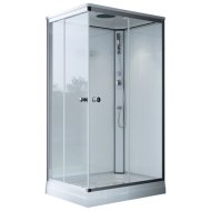 Sanimix zuhanykabin 80x120x215cm szögletes 5mm fehér üveg, zuhanytálcával, hátfallal