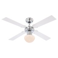 KRÓMOZOTT FÉM MENNYEZETI VENTILÁTOR 105CM 50W 1XE27 MDF LAPÁTOK, OPÁL ÜVEG