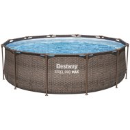 Bestway Mykonos Lux 366x100cm rattan hatású fémvázas medence szett homokszűrővel
