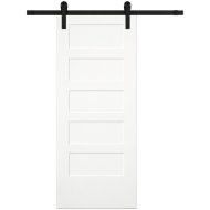 Bence toló ajtó 750x2050mm 5 paneles, lucfenyő, fehér, vasalattal