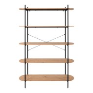 Hanoi 20B artisan tölgy/fekete 120x174x34,5cm 5 polcos könyvespolc