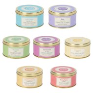 Illatgyertya fém tartóban 7,5x4,5 cm 7-féle