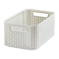 "STYLE" S RATTAN HATÁSÚ KOSÁR, KRÉMSZÍNŰ, 284X193X129MM
