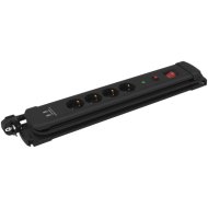Hálózati elosztó túlfeszültség védelem, 4 foglalat, 2 méter kábel, USB (5V/2.4A), fekete