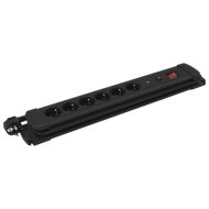 Hálózati elosztó túlfeszültség védelem 6 foglalat, 2 méter kábel, fekete