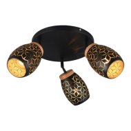 Reality Bidar beltéri fali spot E14 max.3x10W 27x58cm fa-fém fekete-arany