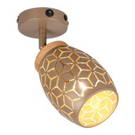 Reality Bidar beltéri fali spot E14 max.1x10W 27x12cm fa-fém kávé-arany