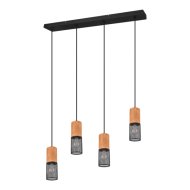 Trio Tosh beltéri függeszték E27 max.4x40W 150X65X10cm fa-fém fekete