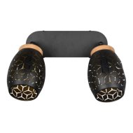 Reality Bidar beltéri fali spotlámpa E14 max.2x10W ff.nélk. 28x28cm fa/fém, fekete