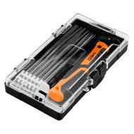 NEO 14db-os tűreszelő és fűrész készlet gyorscsatlakozós nyéllel, műanyag tokban