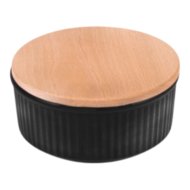 Rival Toscana kerek tárolódoboz 0,9l 15,5x15,5x6,5cm bükkfa tetővel, fekete, műanyag