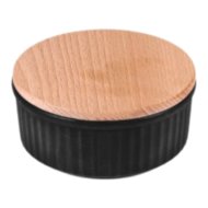 Rival Toscana kerek tárolódoboz 0,3l 11,5x11,5x4,5cm bükkfa tetővel, fekete, műanyag