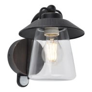 Lutec Cate kültéri falikar E27 max. 1X40W IP44 fényforrás nélküli mozgásérzékelős fekete-üveg