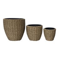 Kaspó műanyag 44x44cm barna rattan hatású