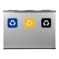 Eko 3-Way szemetes szelektív fém 3x60l 91x31x69cm szürke