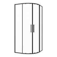 Sanotechnik Sanoslim zuhanykabin 100x100x200cm íves 6mm víztiszta üveg toló fekete