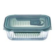 Ambition Rillet hőálló ételtároló 640 ml 6x17.5x12.9cm zöld szélű tetővel üveg
