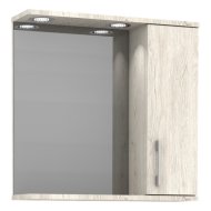 Elena58 világosszürke/dió színű 58x57x15,5cm tükör led világítással, oldalsó szekrénnyel