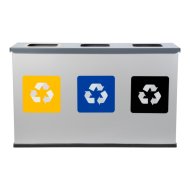 EKO 3-WAY MINI Szemetes szelektív acél 3x12L 77x26,5x47cm szürke