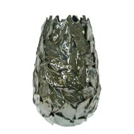 Váza 3D levél mintával 24.5x23.5x35cm türkiz kerámia