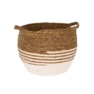 Kosár fogantyúval 40x28x27cm csíkos mintával poliészter, vessző