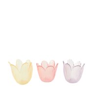 Virág formájú 7,5x7,8x7,8cm üveg mécsestartó 3-féle
