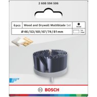 BOSCH körkivágó-készlet 46;53;60;67; 74;81x31mm, fa+gipszkarton+befogótüske