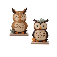 Dekor bagoly 25x12,5x5,5cm eukaliptusz fa és filc, 2-féle