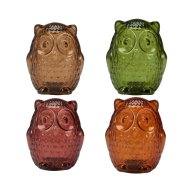 Dekor bagoly 15x13x12cm 12LED üveg 4-féle