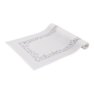 MYH-TEX Silver garden asztali futó 40x150cm fehér mintás széllel poliészter