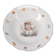 Mélytányér 4x22x22cm 3-féle karácsonyi mintával porcelán
