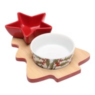 Tálalókészlet 3 darabos 12x23x17 cm fenyő alakú bambusz-porcelán