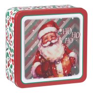 Karácsonyi tárolódoboz 8,5x19x19cm 4-féle karácsonyi mintával acél