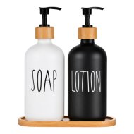 Twist szappanadagoló szett, álló 2x400 ml, fekete-fehér, üveg