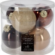 Üveggömb szett 6 darabos 8cm arany-barna