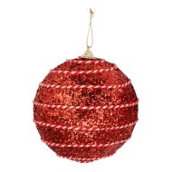 Műanyag gömb 12 cm piros-fehér csíkos 4-féle
