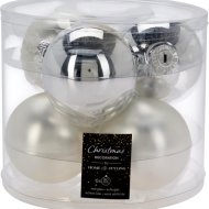 Üveggömb szett 6 db-os 8cm gyöngyház/ezüst