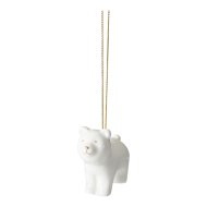 Függő 5x5x4cm fehér porcelán állatfigura dekor