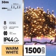Fényfürt 1500 LED meleg fehér zöld kábel IP44