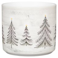 Scheurich Cozy Forest 631 kerámia kaspó 14cm fenyőfa mintás