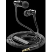 Headset, MOSQUITO, fülhallgató, mikrofonos, felvevőgombos, univerzális, 3,5 mm jack, fekete