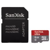 microSDHC 8GB Ultra Class10, 48Mb/s + Adapter + Android app. (124070)