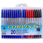 Golyóstoll készlet műanyag tárolóban 20db - Corvina