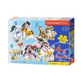 Állatok kicsinyei 4, 5, 6 és 7 darabos sziluett puzzle - extra nagy