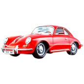 Bburago: Porsche 356B Coupe modellautó - piros, 1:24